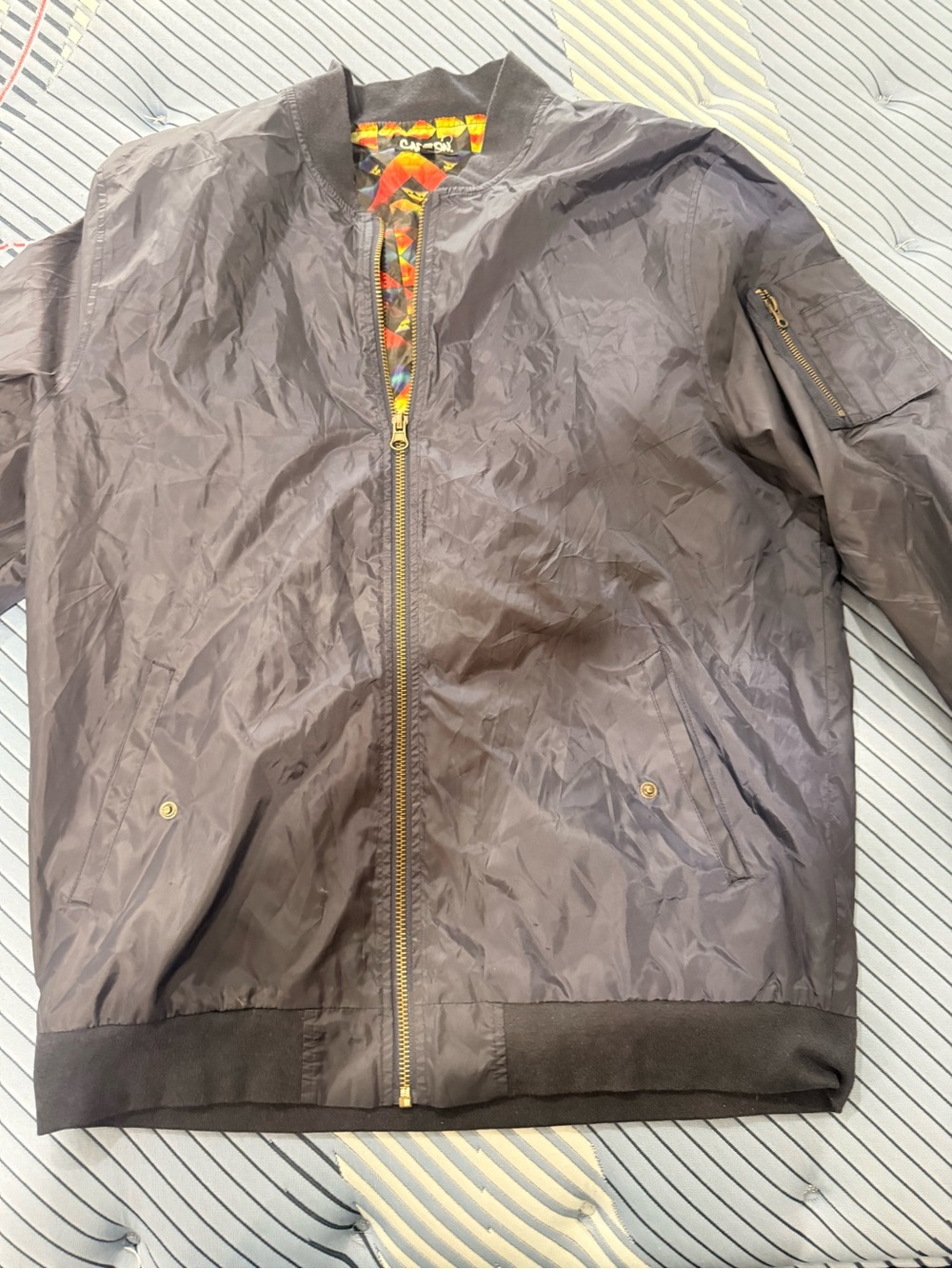 Men’s Black Bomber Jacket with Zip Front